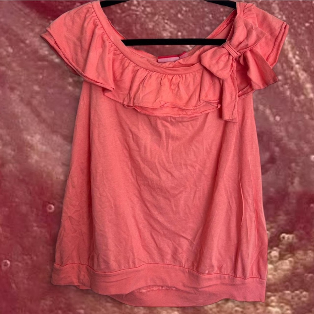 Elle Coral Ruffle Blouse